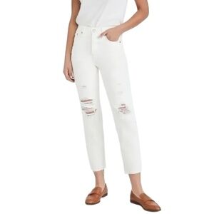 LEVI'S 501 Original White Button Fly Jeans Distressed Raw Hem Jeans Denim NWT